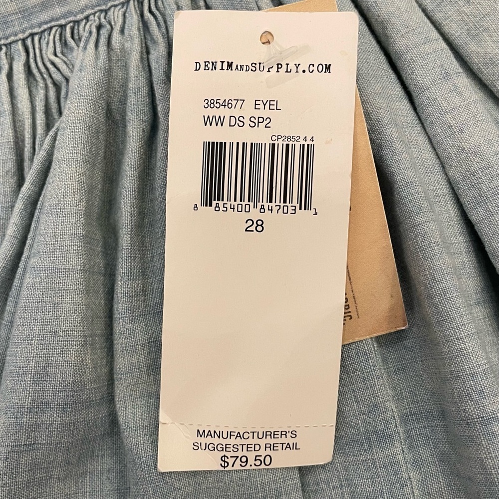 Denim & Supply Ralph Lauren Chambray Mini Skater Skirt Embroidered Blue NWT. - Picture 7 of 13
